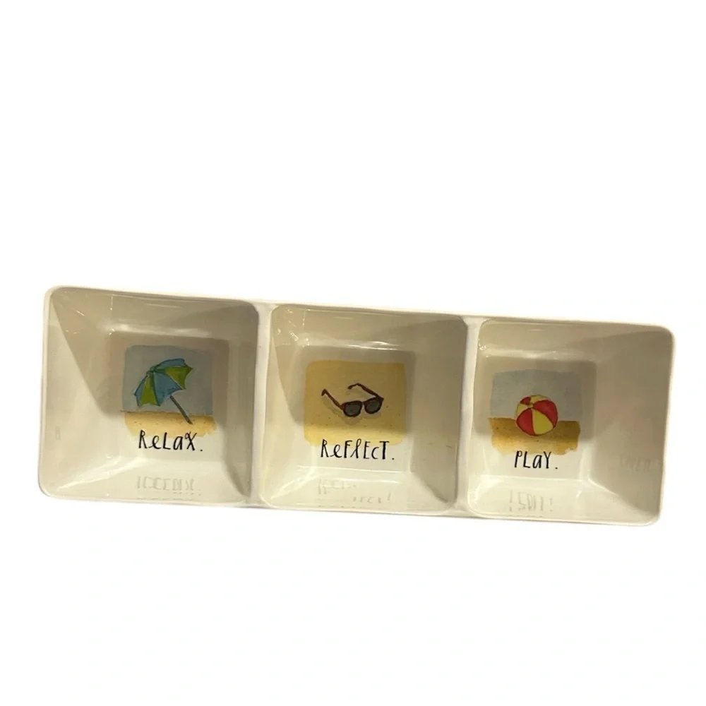 EUC Ray Dunn Cream Tray with Beach Motifs